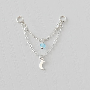 Industrielle Piercing Kette Mond Charm, Piercing Kette, Conch Piercing Kette, Helix Piercing Kette, Silber Ohrring Charm