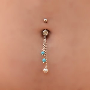 Dangle Belly Button Rings Heart, Dangle Belly Button Rings, Belly Button Jewelry, Navel Jewelry, Navel Ring, Surgical Steel Belly Ring