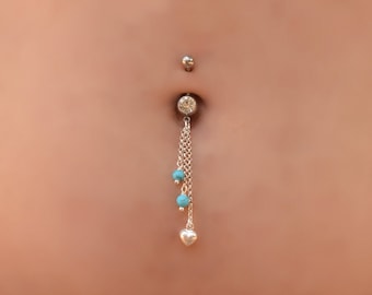 Anillos colgantes para el ombligo con forma de corazón, anillos colgantes para el ombligo, joyas para el ombligo, joyas para el ombligo, anillo para el ombligo, anillo de acero quirúrgico para el ombligo