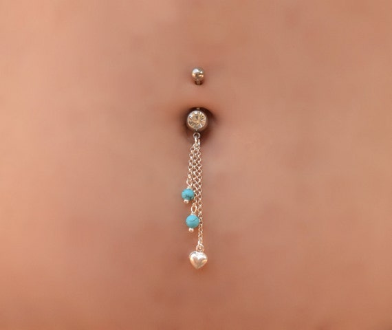 Teal belly button ring best sale