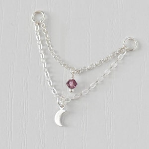 Helix Mond Piercing Kettenanhänger, Piercing-Kette, Conch Piercing Kette, industrielle Piercing Kette, Silberohrring Kettenanhänger