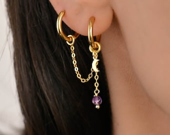 VERDANVERSE Damen Ohrringe Doppel Piercing - Stern Design Sterling Silber