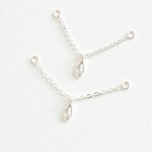 Silver Ear Piercing Chain Marquese Charm, Silver Earring Chain, Conch Piercing Chain, Helix Piercing Chain,  Ear Cuff Chain