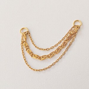 Cadena para pendientes con dije de oro triple, cadena para pendientes, cadena para pendientes con hélice, cadena para piercings con caracola, cadena para pendientes con puño, cadena para orejas de oro