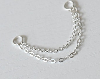 Dainty Double Earring Chain, Silver Earring Chain, Piercing Chain, Earring Chain Attatchment, Cartilage Double Chain Piercing
