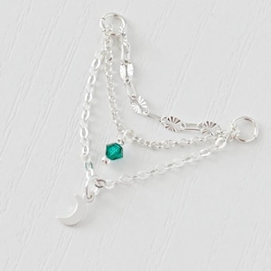 Ciondolo a forma di catena per piercing a conchiglia, catena per piercing, catena per piercing all'elica, catena per piercing industriale, ciondolo a forma di catena per orecchini in argento, catena per orecchini a forma di luna