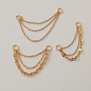 Dainty Triple Gold Chain Earring Charm, Earring Chain, Gold Chain Earrings, Helix Piercing Chain, Conch Piercing Chain, Ear Chain with Hoops