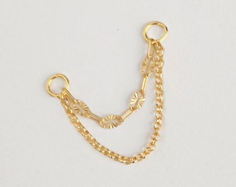 Double Gold Chain Charm Attatchment, Earring Chain Charm, Piercing Chain, Earring Chain, Helix Chain, Cartilage Chain Piercing