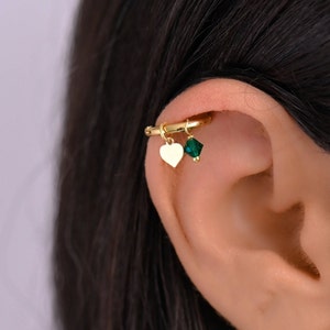 Heart Helix Hoop Earring, Helix Earring, Helix Piercing Gold Hoop, Helix Charm Earrings, Cartilage Hoop Earring