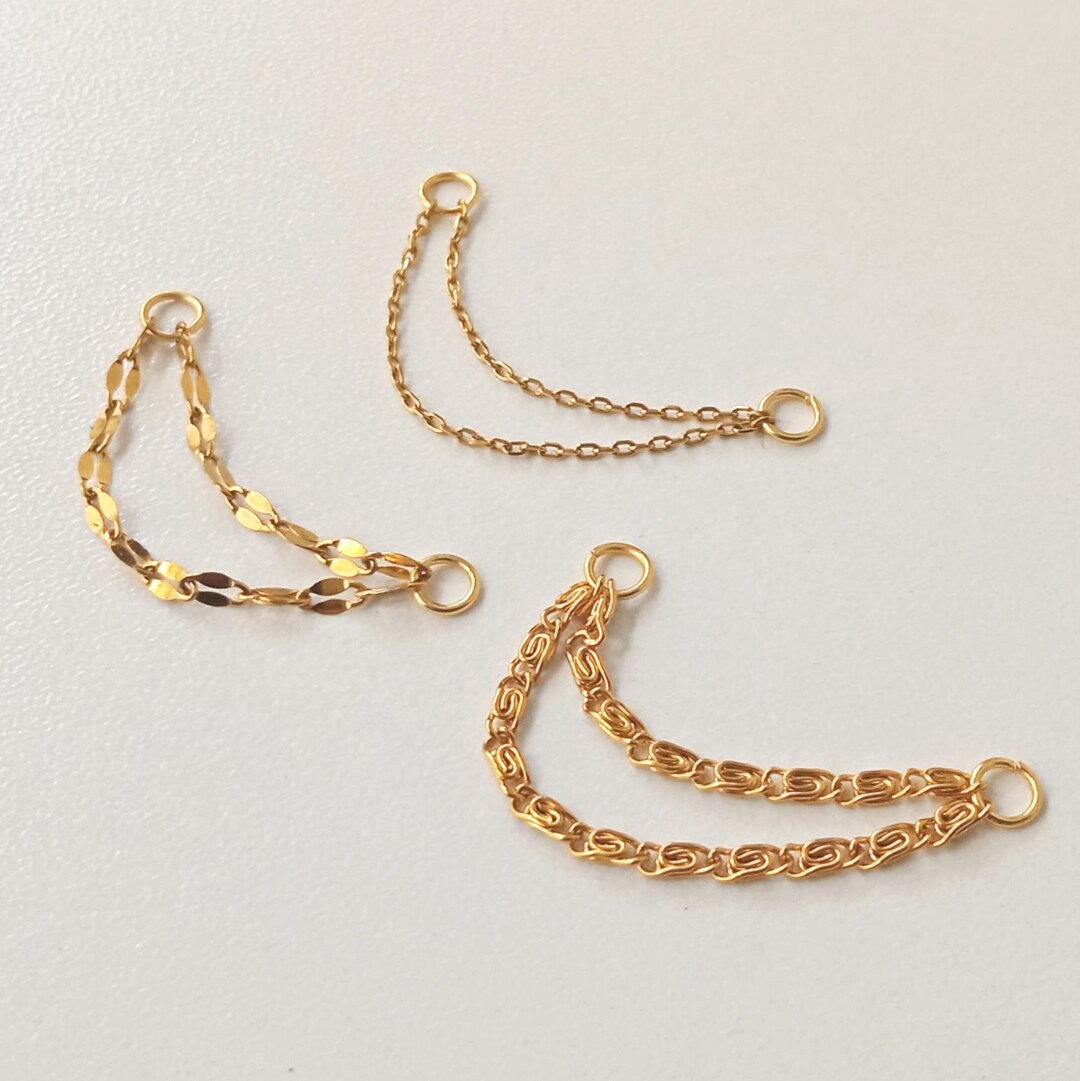 Double Gold Helix Piercing Chain, Earring Chain, Double Chain Helix ...