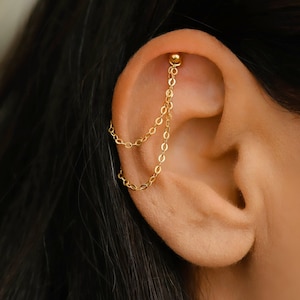 Helix Chain Gold, Helix, Earring Chain Gold, Earring Chain Dangle, Double Piercing Chain, Chain Ear Jacket, Helix Jewelry