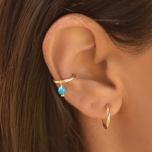 Conch Hoop Gold, Conch Earring Hoop, Conch Piercing, Conch Jewelry, Cartilage Earring, Turquoise Conch Earring Hoop, Conch Hoop 18g Earring