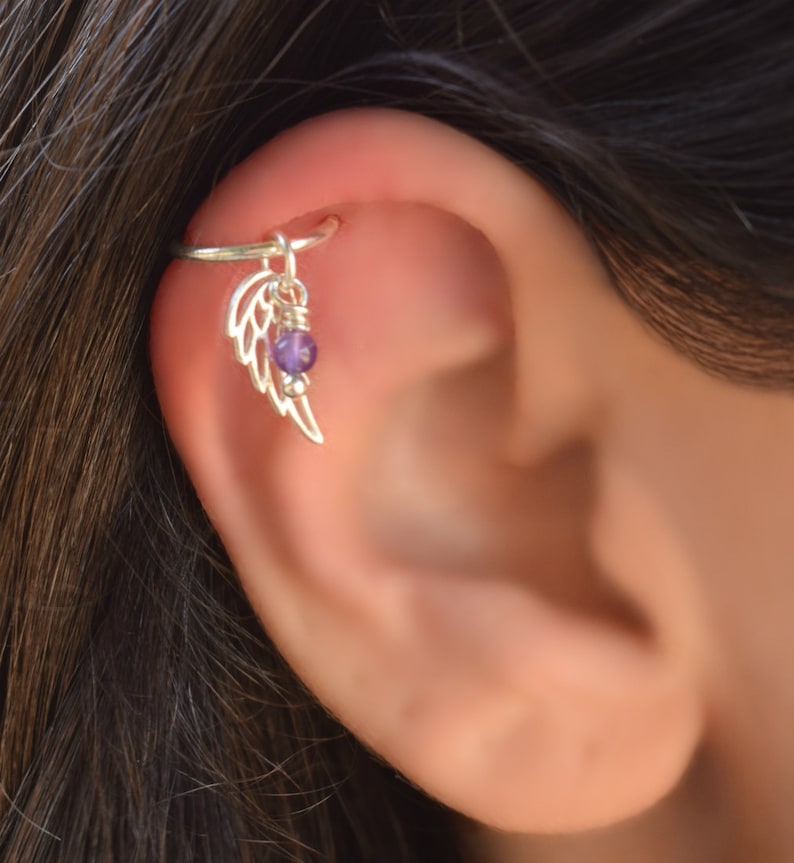 Wing Helix Piercing Hoop Silver Helix Piercing Helix Earring Etsy