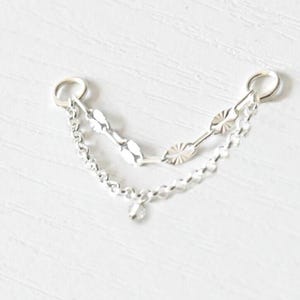 Doppio piercing per orecchini a catena, catena per orecchini, catena per orecchini in argento, catena per piercing all'elica, catena per piercing a conchiglia, catena per polsino per orecchini in argento
