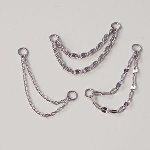 Dainty Double Earring Chain Charm Conch, Earring Chain, Ear Chain with Hoops, Helix Piercing Chain, Industrial Piercing Chain