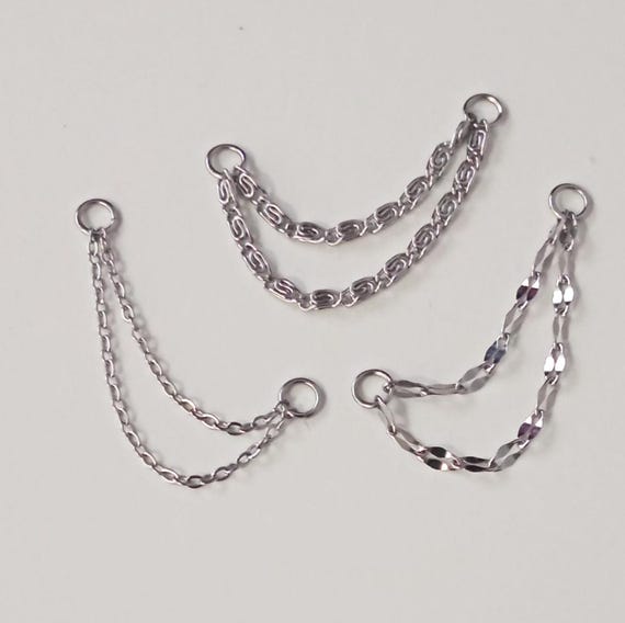 Dainty Double Earring Chain Charm Conch, Earring Chain, Ear Chain with Hoops, Helix Piercing Chain, Industrial Piercing Chain