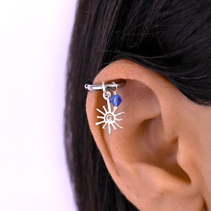 Sun Helix Hoop Piercing, Helix Earring Hoop, Cartilage Hoops, Cartilage Hoop Earing, Helix Jewelry
