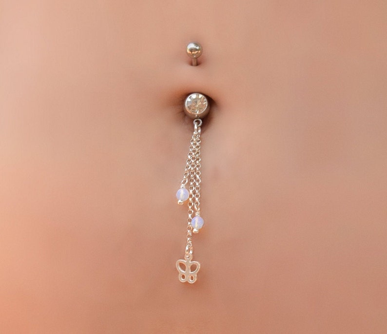 Butterfly Belly Button Rings Dangle Belly Button Rings Belly Etsy