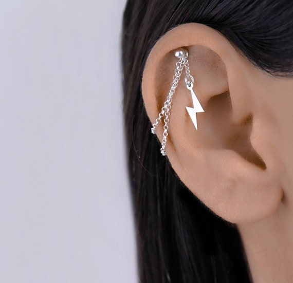 ピアス HANGING CHAIN PIERCED EARRING Huitan New Arrival Double Ear Studs Tassel Chains Hanging