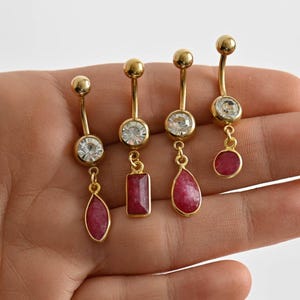Baumeln Gold Rosa Bauchnabel Ringe, Bauchnabel Ringe, Gold Bauchnabel Piercing, Baumeln Gold Edelstein Bauch Ring, Bauchnabel Schmuck