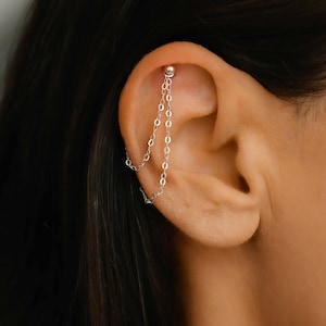 Helix Kette Silber, Helix, Ohrring Kette Sterling Silber, Ohrring Kette baumeln lassen, Doppel Piercing Kette, Kette Ear Jacket, Helix Schmuck