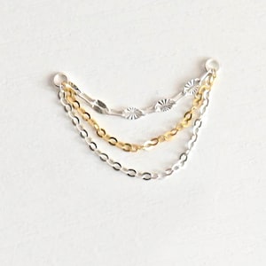 Triple Two Tone Ear Chain Charm, Earring Chain, Conch Piercing Chain, Helix Piercing Chain, Ear Cuff Chain