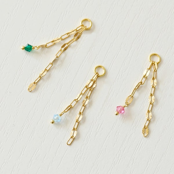 Charm Piercing Chain,  Earring Chain Add on, Earring Chain, Dangle Multi Tassel Earring Chain Charm, Earring Chain Crystal