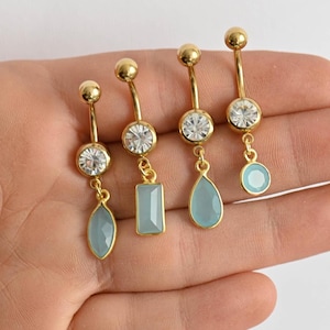 Baumeln Gold Edelstein Bauch Ring, Baumeln Gold Bauchnabel Ringe, Bauchnabel Ringe, Gold Bauchnabel Piercing, Bauchnabel Schmuck
