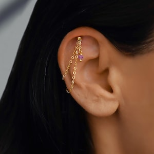 Catena a doppia elica, catena a elica, catena per orecchini a elica, catena per piercing all'elica, catena a elica nascosta, catena per orecchini a elica in oro, gioielli a elica