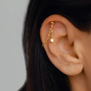 Cadena de hélice oculta, cadena de hélice para piercing, cadena de cartílago para aretes, cadena de hélice colgante, conector para piercing, joyería de hélice oculta