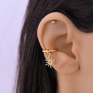 Sun Conch Piercing Hoop Gold, Conch Piercing, Gold Conch Hoop Earring, Cartilage Hoop Earring, Conch Piercing Jewelry