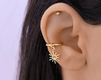 Conch Ear Piercing With Titanium Hinged Segment Triple Hoop Ring