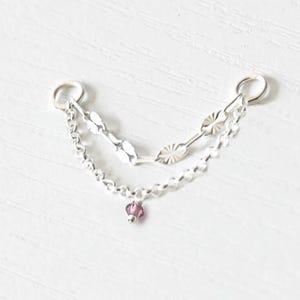 Catena per piercing doppia con gemma, catena per orecchini, catena per piercing, catena per piercing all'elica, catena per piercing a conchiglia, catena per ear cuff, catena per orecchini in argento