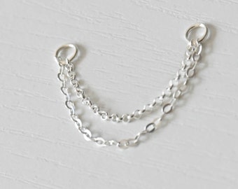 Piercing Chain Charm Connector, Piercing Chain, Silver Earring Chain, Cartilage Chain Piercing Connector, Piercing Jewelry