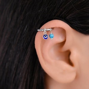 Evil Eye Helix Hoop, Helix Earring, Helix Piercing Hoop, Helix Hoop Earring, Helix Turquoise, Cartilage Hoop Earring