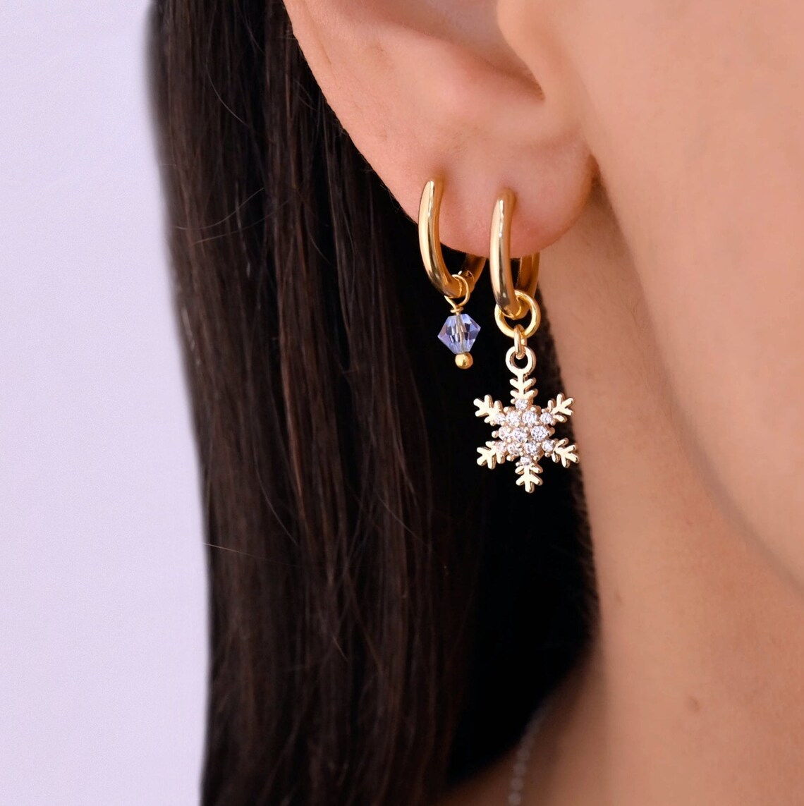 Hoop Mismatched Pearl Earrings