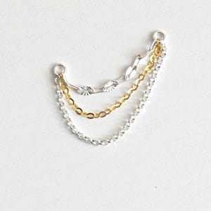 Zwei Ton Ohr Kettenanhänger, Ohrring Kette, Conch Piercing Kette, Helix Piercing Kette, Ohr Manschette Kette
