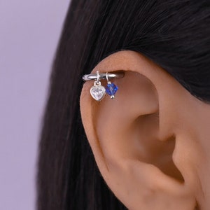 Helix Earring Heart, Helix Earring, Helix Piercing Heart Hoop, Helix Hoop with Charm, Cartilage Hoop Earring, Helix Huggie, Helix Jewelry