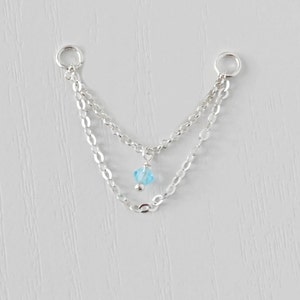 Fascino a catena per piercing con gemma di conchiglia, catena per piercing, catena per piercing elicoidale, catena per piercing industriale, fascino per catena per orecchini in argento, catena per orecchie