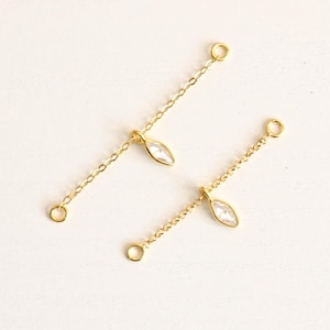Double Gold Ear Chain Marquese Charm, Gold Earring Chain, Gold Conch Piercing Chain, Gold Helix Piercing Chain