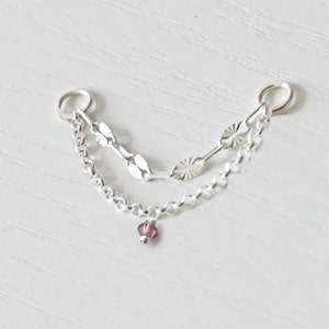 Doppelte Ohrring-Kette mit Edelstein, Ohrring-Kette, Piercing-Kette, Helix-Piercing-Kette, Conch-Piercing-Kette, silberne Ohr-Manschettenkette, silberne Ohr-Kette