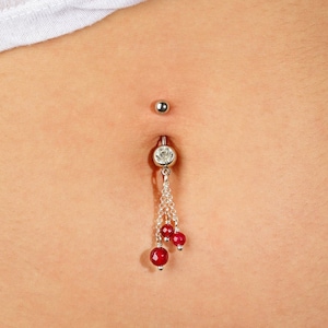 Ruby Belly Ring Dangle, Belly Button Rings, Dangle Belly Rings Chain, Belly Button Jewelry, Ruby Belly Piercing, Navel Jewelry, Navel Ring