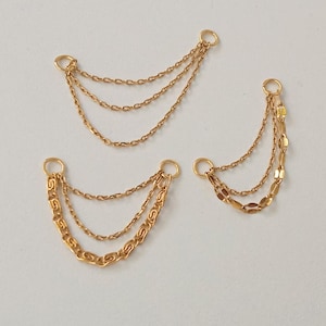 Catena per orecchini tripla, catena per orecchini in oro, catena per piercing all'elica, catena per piercing a conchiglia, catena per piercing industriale, attacco per catena per orecchini
