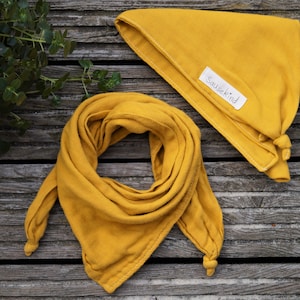 Muslin Scarf Mustard Yellow Organic Cotton Curry Kids Muslin Scarf image 1