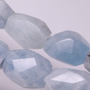 Wholesale Aquamarine Natural Stone Cuboid Faceted Nugget Beads Polished Barrel Beads Luck Gift Quartz Beads For Jewelry Making image 1