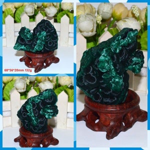 A Large Malachite,Raw Rough Dark Green Malachite Specimen,Velvet Malachite,Bubble Malachite,Grape Shaped Malachite,68*56*20mm,132g,Heart