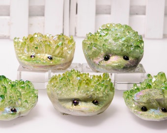 Wholesale Clear Crystal Cluster Hedgehog Carving Green Hedgehog Raw Clear Quartz Geode Toy Gift For Kids Decor Collection Home&Living