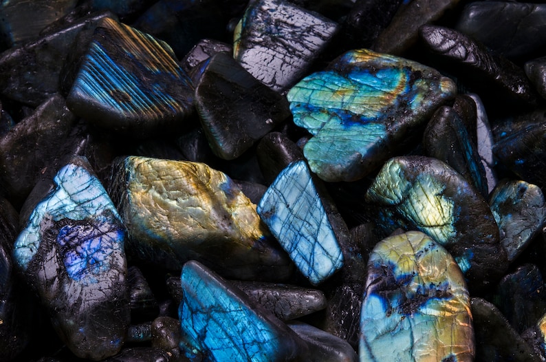 Labradorite Unpolished Natural Stone Shinny Stone Loose Etsy