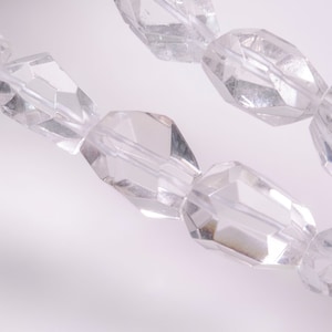 Wholesale Clear Quartz Natural Stone Cuboid Faceted Nugget Beads Polished Barrel Beads Luck Gift  Quartz Beads For Jewelry Making