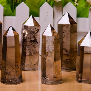 Wholesale Smoky Quartz Tower Rare Beautiful Natural Crystal Smoky Crystal Polished Beads Clear Smoky Quartz Point  Love Quartz Gift For Her